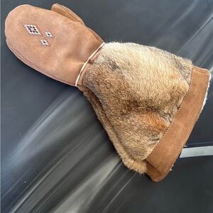 Brown Fur-Lined Mittens